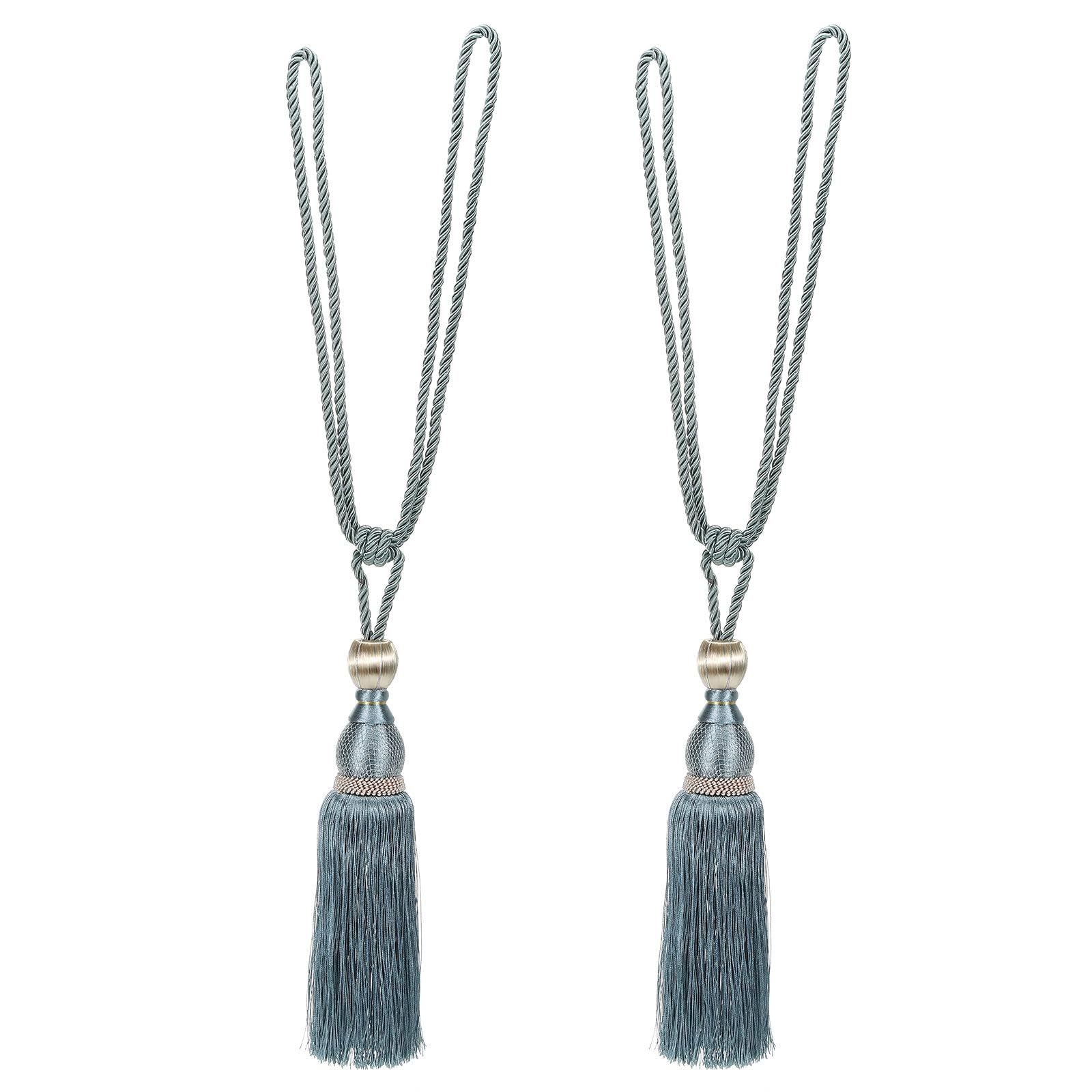 PATIKIL Curtain Tiebacks, 2 Pack Elegant Handmade Curtain Holdbacks Rope with Tassel Home Office Hotel Decorative, Blue-Gray