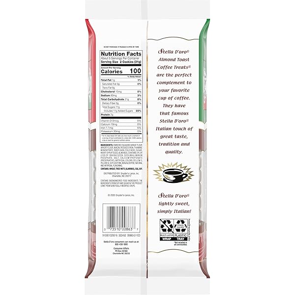 STELLA D’ORO ALMOND TOAST CRUNCHY COFFEE TREATS COOKIES, 6.6 OZ