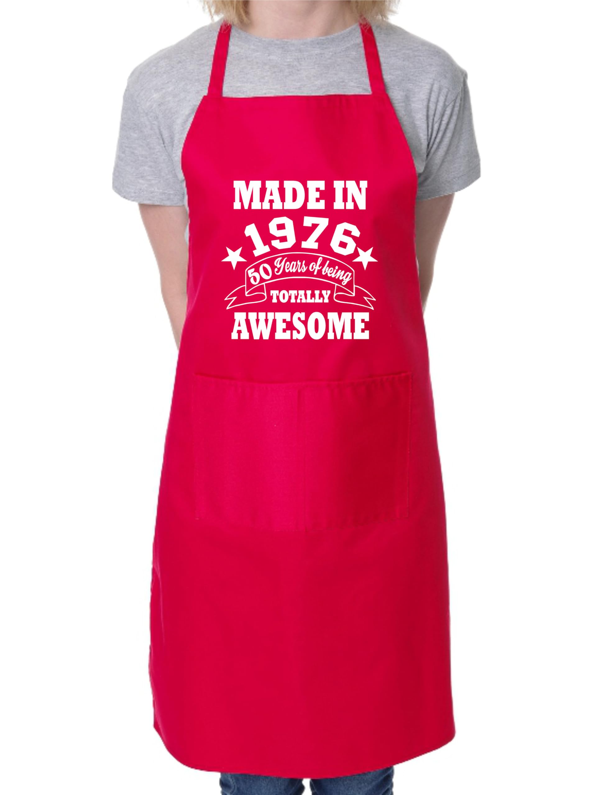 Print4U 50th Birthday Made In 1976 BBQ Cooking Funny Novelty Apron Red