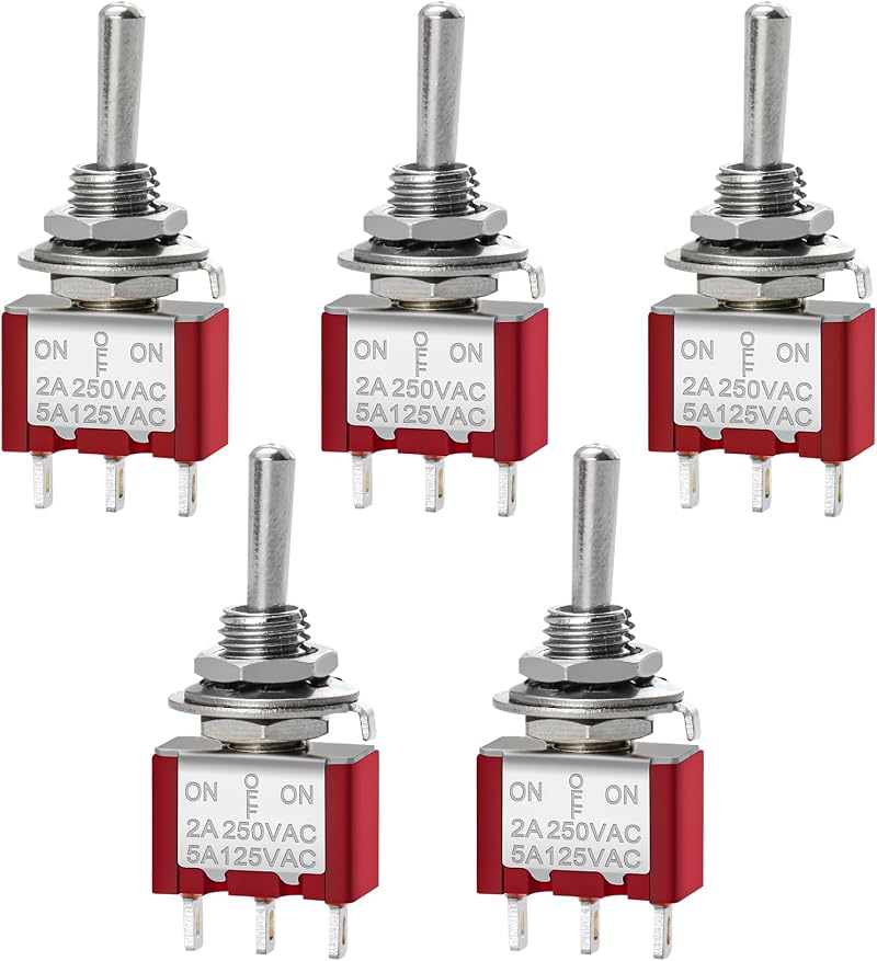 Heschen MTS-123 Mini Momentary Toggle Switch SPDT 3 Pin 2A 250V 5A 125V Pack of