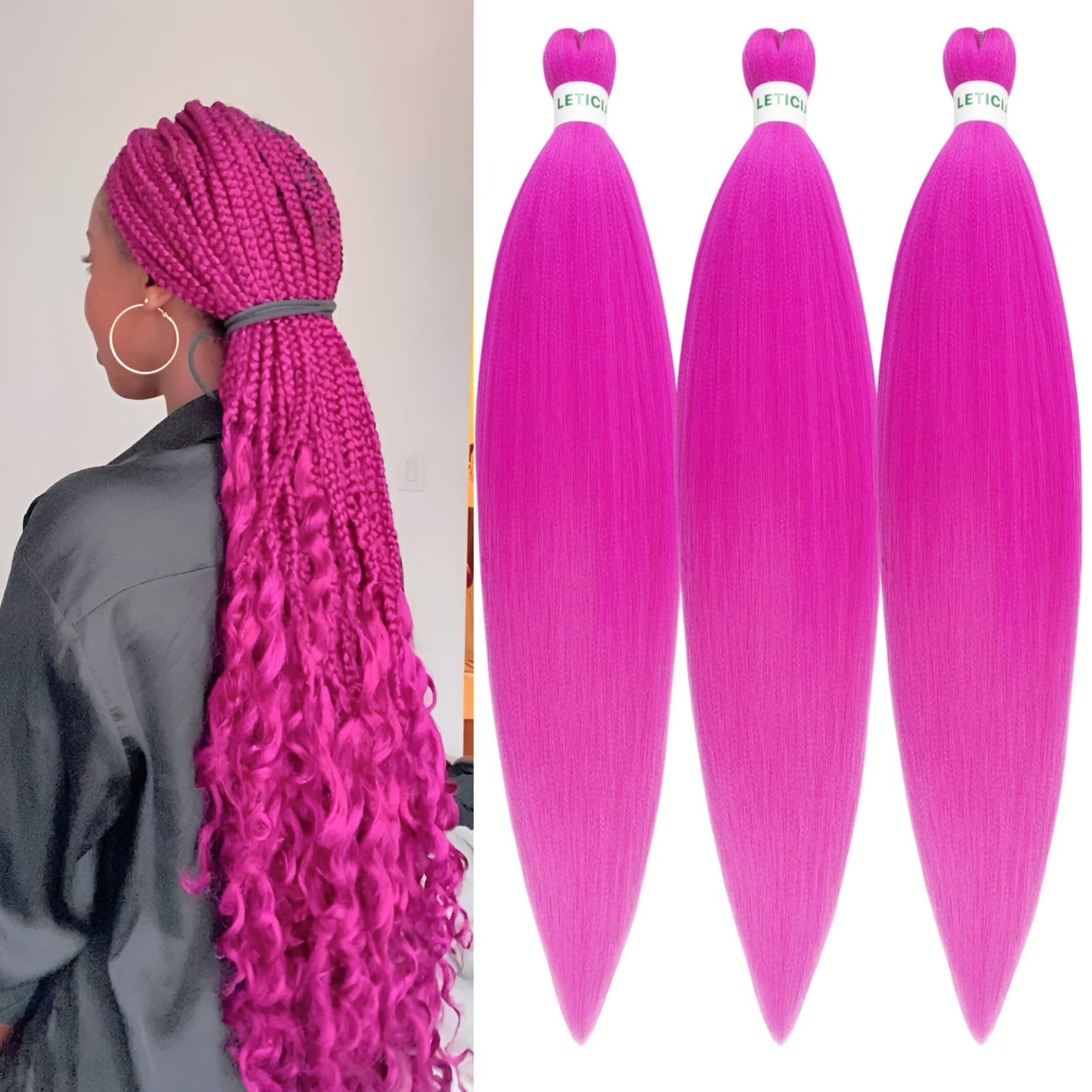 Braiding Hair Pre stetched Pink Prestretched