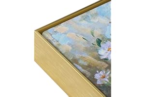 FOLKOR Floating Frame for 16x24 Canvas Paintings, DIY Metal Canvas Frame with 1.5" Deep, Modern Floater Frame for Oil Paintings Portrait Landscape Living Room Bedroom Home Office Wall Art Decor (Gold)