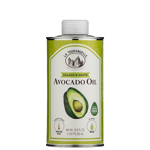 LA TOURANGELLE AVOCADO OIL 16.9 FL OZ, ALL-NATURAL, ARTISANAL, GREAT FOR SALADS, FRUIT, FISH OR VEGETABLES, BUTTERY FLAVOR
