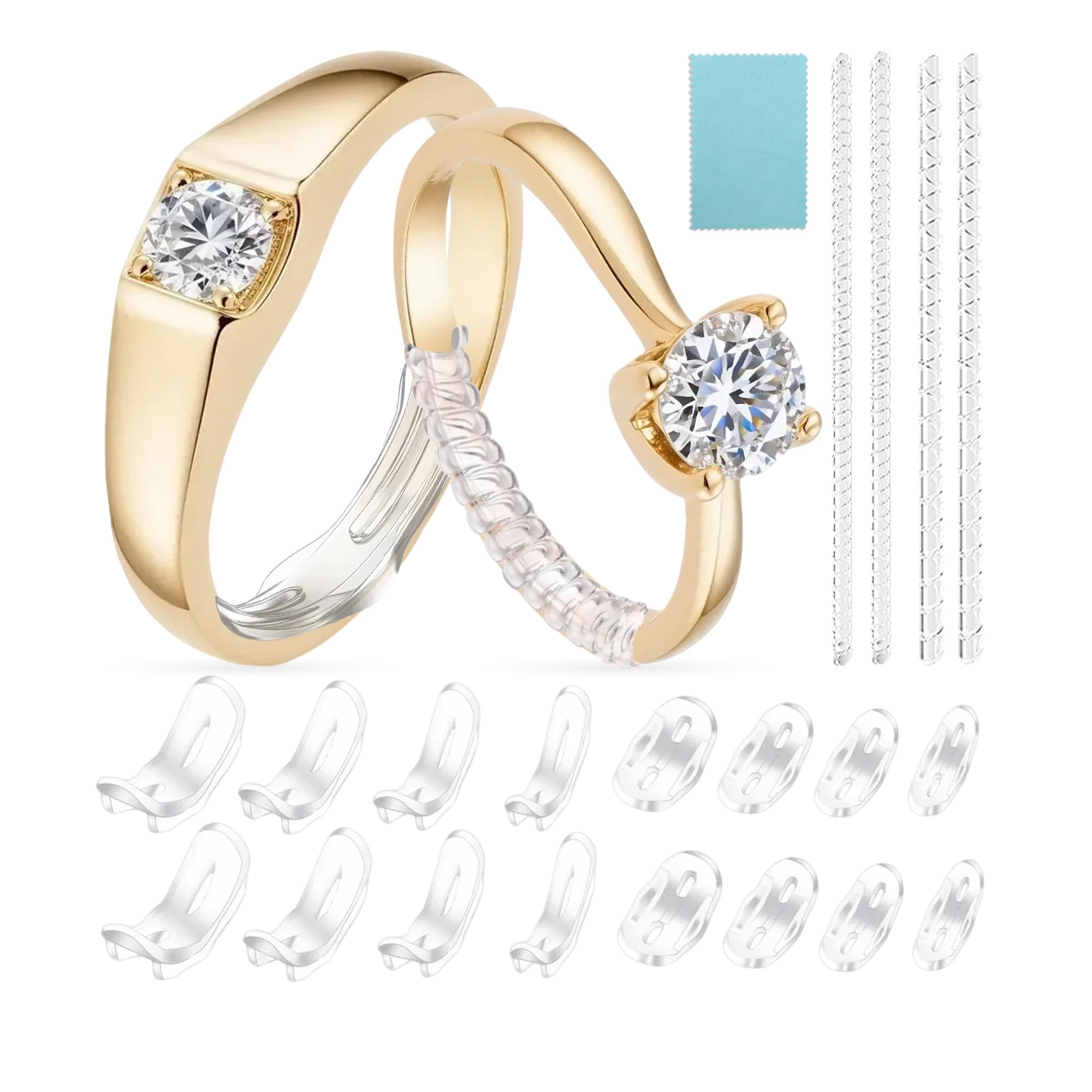 Heromor 20 Pack Ring Size Adjuster for Loose Rings, Invisible Tightener to Make Rings Smaller | Durable Reducer for Wedding Bands & Daily Jewelry