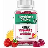 Physician’s Choice Fiber Gummies for Digestive Health & Regularity - Raspberry Lemon Flavor - No Sugar Added & Vegan - Natural Chicory Root Prebiotic Fiber - Daily Gummy for Adults, Women & Men - 60CT