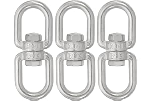 PATIKIL Double Swivel Hook, 3 Pack 304 Stainless Steel Swivel Ring M6 Double Ended Eye to Eye Hook Hanging Rotating Hook Shac