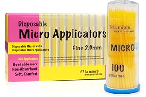 LA MIERE 400pcs Dental Micro Applicators Brushes Fine, Disposable Microswabs Fine 2.0mm Yellow
