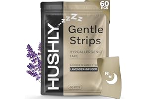 HUSHLY Gentle Tape Strips XL (60 Pcs) - Lavender Essential Oil Infused Adhesive, Hypoallergenic Tape, for Men & Women, Pain-Free Removal, Latex-Free & Gentle On Skin, Medical Grade (Beige)