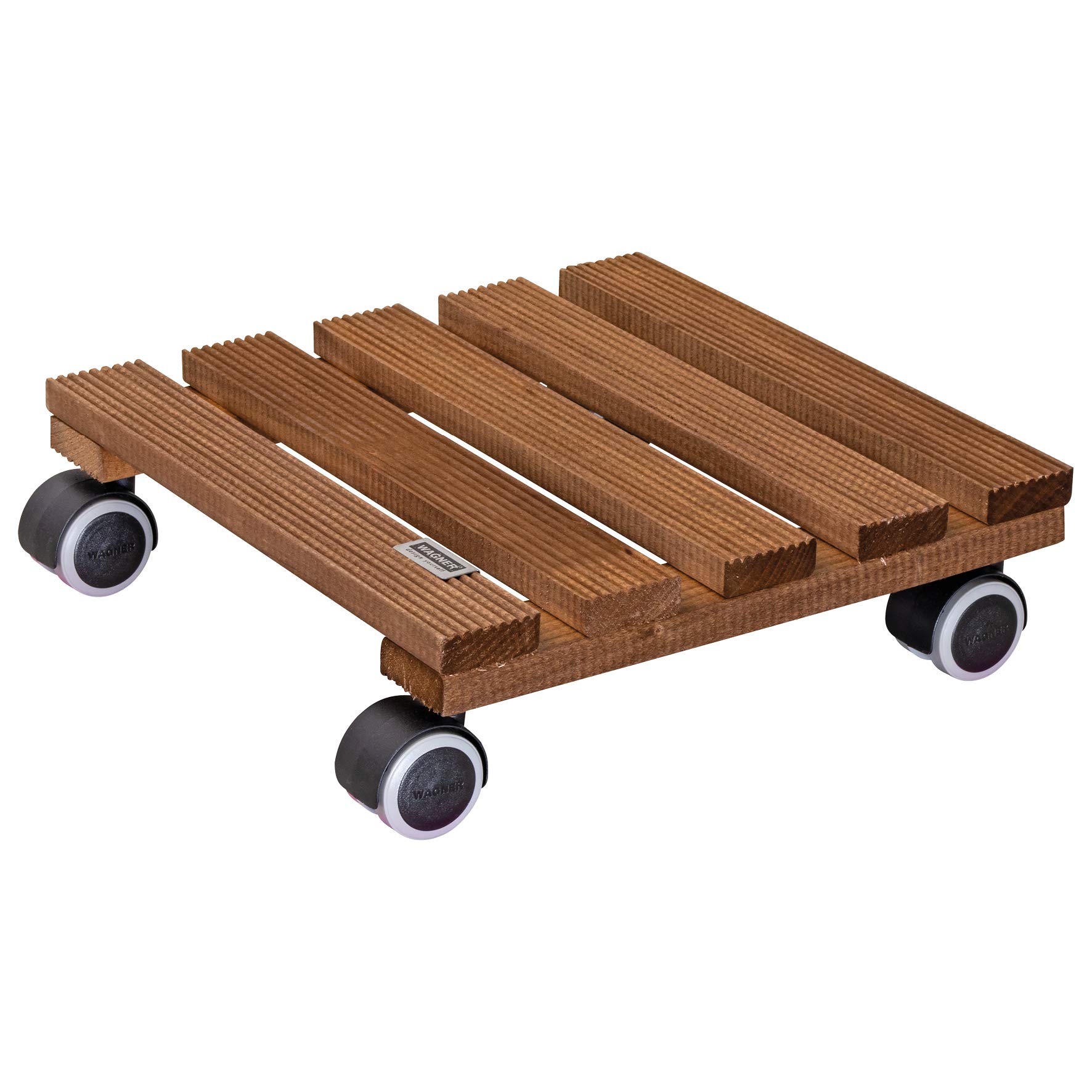WAGNER Plant trolley COUNTRY 28 x 28 x 8 cm I For indoor I Non-slip rolling board I Made of FSC®-certificated solid wood, rosewood colour I Soft castors I Load capacity 100 kg I Made in EU - 20020301