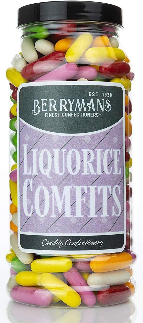 Original Liquorice Comfits Retro Sweets Gift Jar by Berrymans Sweet