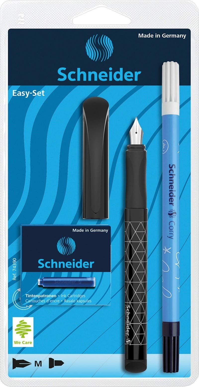 Schneider Writing instruments Easy-Set writing instruments set, 1X Easy fountain pen, 6 TP blue, 1Xcorry, assorted colors 74390