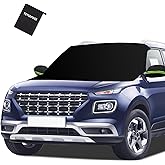 Tevlaphee Windshield Cover for Ice and Snow, Heavy Duty 600D Oxford Fabric, Waterproof, Embedded Magnets, Side Mirror Protect