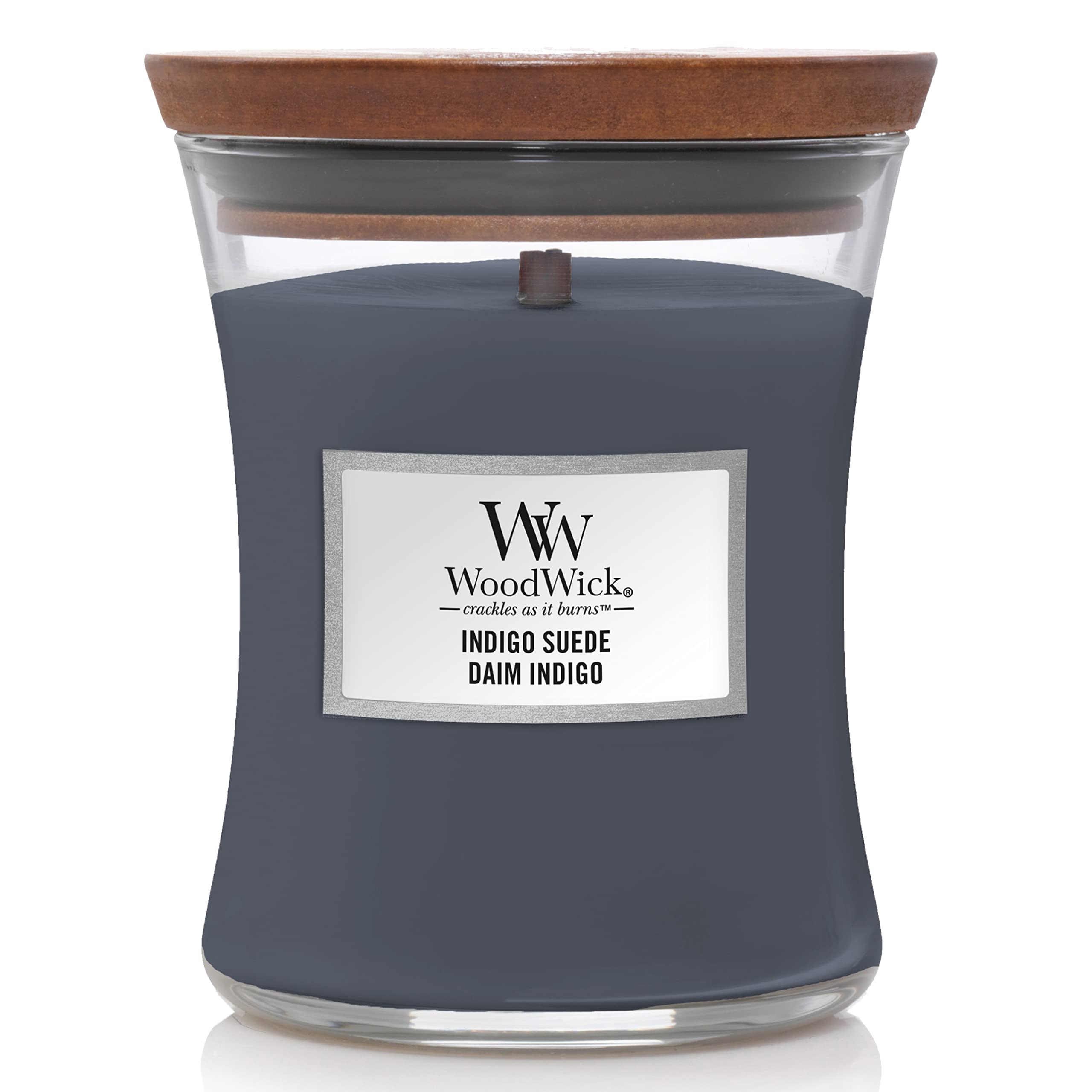 Woodwick Candle, Indigo Suede, Medium
