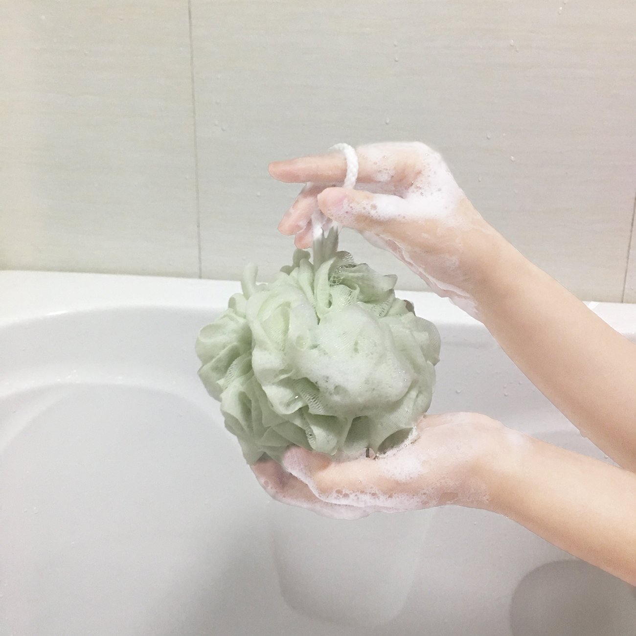 Goworth Large Bath Shower Sponge Pouf Loofahs 4 Packs 60g Each Eco-friendly Exfoliating Mesh Brush Pouf Bath Shower Ball Sponge 4 Colors-Exfoliate, Cleanse, Soothe Skin: Beauty