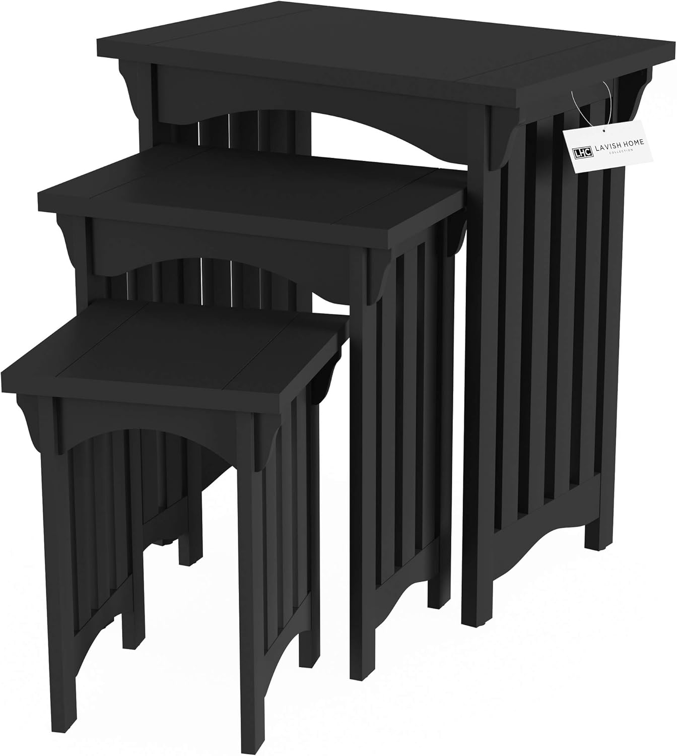 Home Lavish Nesting Set of 3, Traditional with Mission Style Legs for Living Room Coffee Tables or Nightstands Accent Furniture (Black): Furniture & Decor