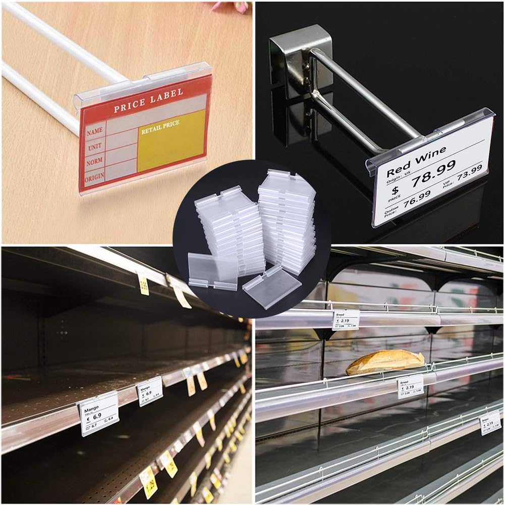 YUIP 70Pcs Shelf Price Tag Holder Shelf Label Holders Label Holders Used to Display Supermarket Retail Prices Mark Commodity Prices - Image 4