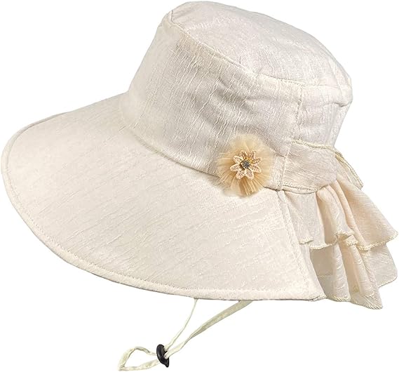 Bigood Womens Sun Hats Neck Flap Large Brim UV Protection Foldable