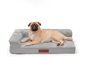 Rainmr Orthopedic Dog Bed Medium Size Dog, Memory Foam Dogs Bed for Medium Dogs, Washable Removable Cover, Nonskid Bottom, Waterproof, for Indoor, Outdoor, Crate ＆ Car Use, 35x23x6 Inches, Light Grey