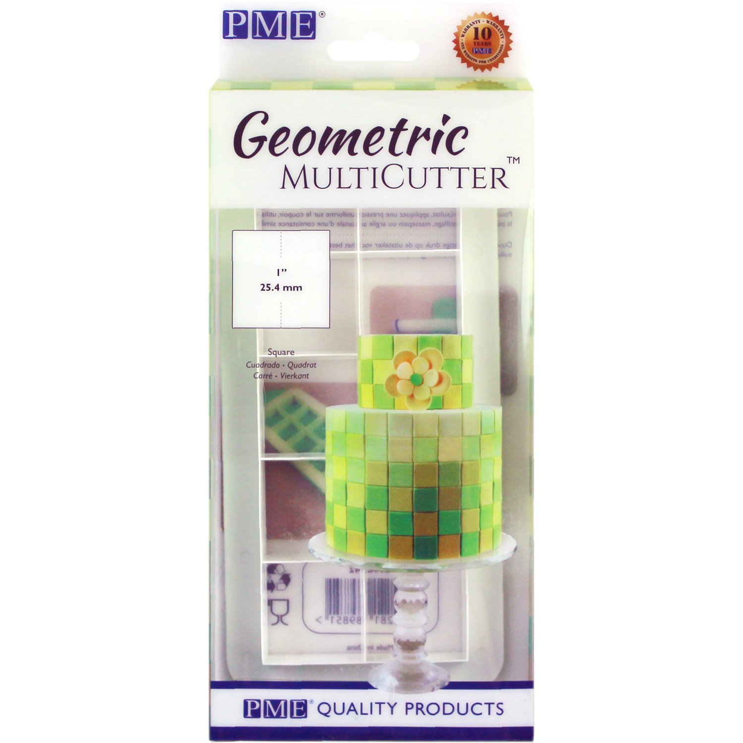 PME GMC142 Geometric MultiCutter for Cake Design - Square, Medium Size, 1-Inch, White