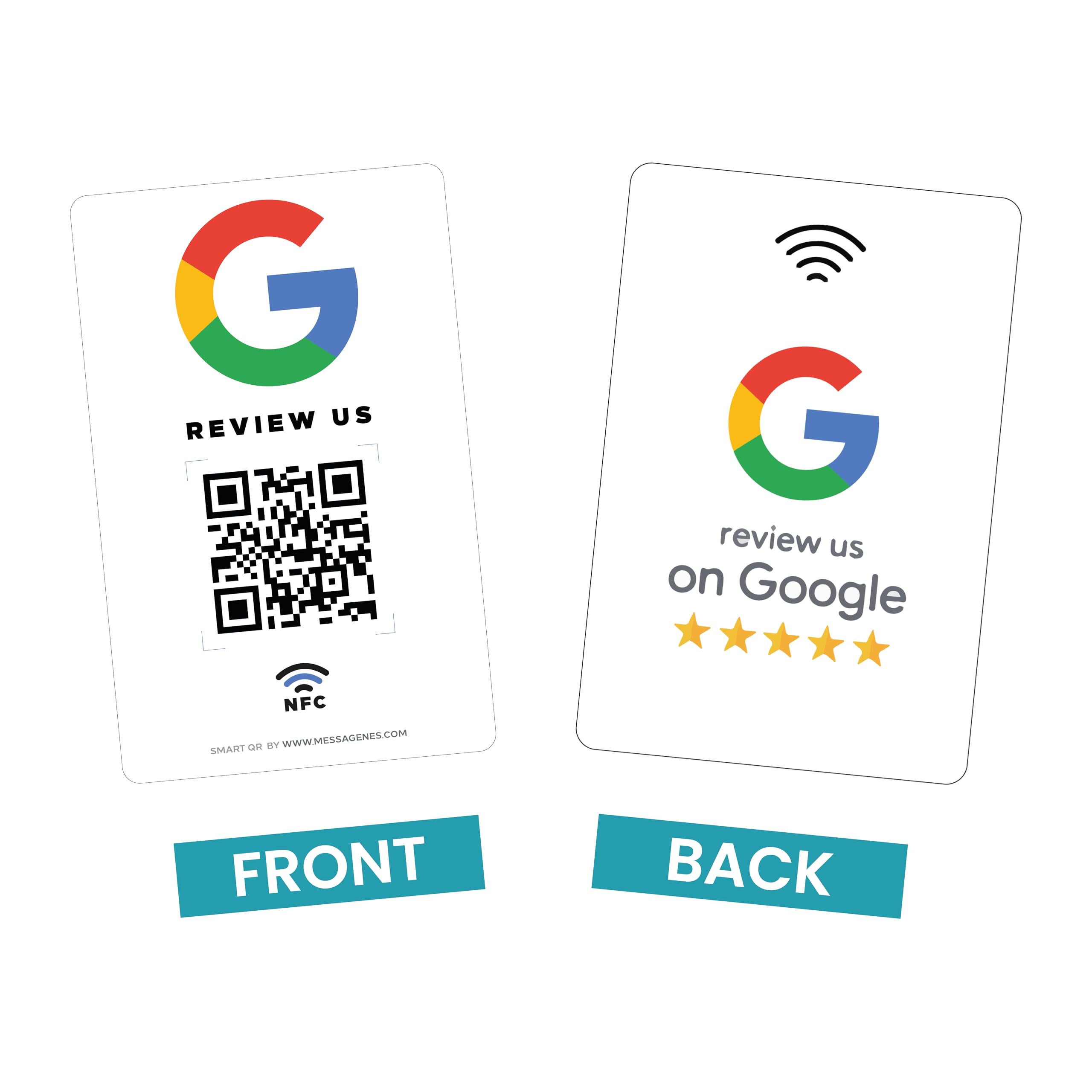 Reusable Review Tap Card for Google Reviews - 1 Review Card - QR & Tap NFC Review Card - Review Us on Google Tap Card - iPhone & Android - Boost My Reviews Card - Set Up at Home | by MESSAGENES