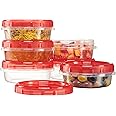 PLASTICPRO 6 Pack Twist Cap Food Storage Containers with Red Screw on Lid- 8 oz Reusable Meal Prep Containers - Freezer and Microwave Safe Red Plastic Food Storage
