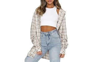 Lacozy Womens Buffalo Plaid Flannel Shirt Long Sleeve Collar Button Down Blouses Tops