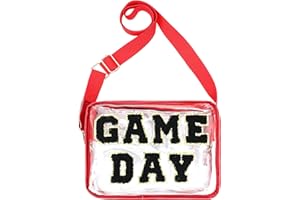 Yeyeplum Game Day Clear Crossbody Bag for Stadium Events Football Clear Purse with Letter Patches for Sports Events Concert