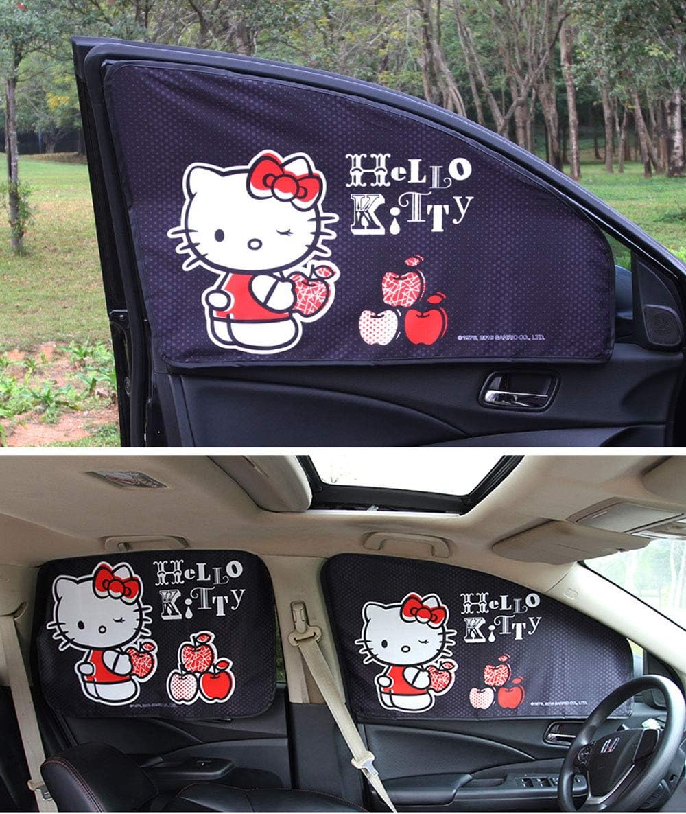 Carmen Magnetic Car Sun Visor Window Curtains Screen Auto Windshield Sunshades Heat Shield Shade Block Universal Fit for Baby Kids Women Men UV Rays Protector - 4 pcs/Set (Black)
