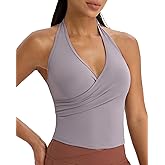 SEAUR Halter Tank Tops for Women Deep V Neck Sleeveless Sports Bra Gym Outdoor Workout Yoga Crop Tops Sexy Y2K Shirts