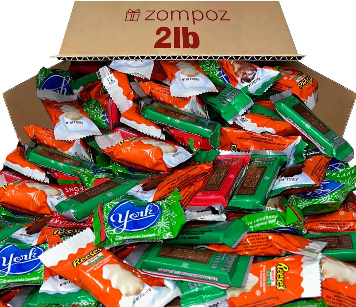Bulk Christmas Chocolate Mix, 2 Lb Individually Wrapped Holiday Candy