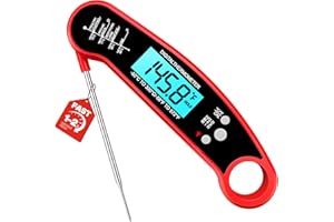 Meat Thermometer Digital – Instant Read Food Thermometer for Grilling, BBQ, Air Fryer, Smoker, Candy Making, Kitchen Gadgets, BBQ Essentials, Gift for Fathers Day, Dad Men Husband Him, Red