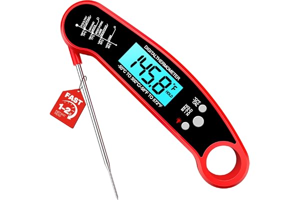 Meat Thermometer Digital, 1-2 Sec Instant Read, Stocking Stuffers for Men | Bright Backlit Display, Waterproof for Food, Cook