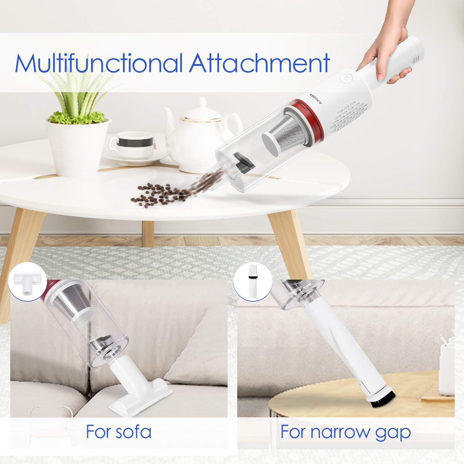 APOSEN Handheld Vacuum Cordless 16KPa Hand Vacuum Cleaner with Cyclone Technology &Brushless Motor 35 Minutes Cordless Vacuum Cleaner for Home&Car Cleaning with Removable Battery -