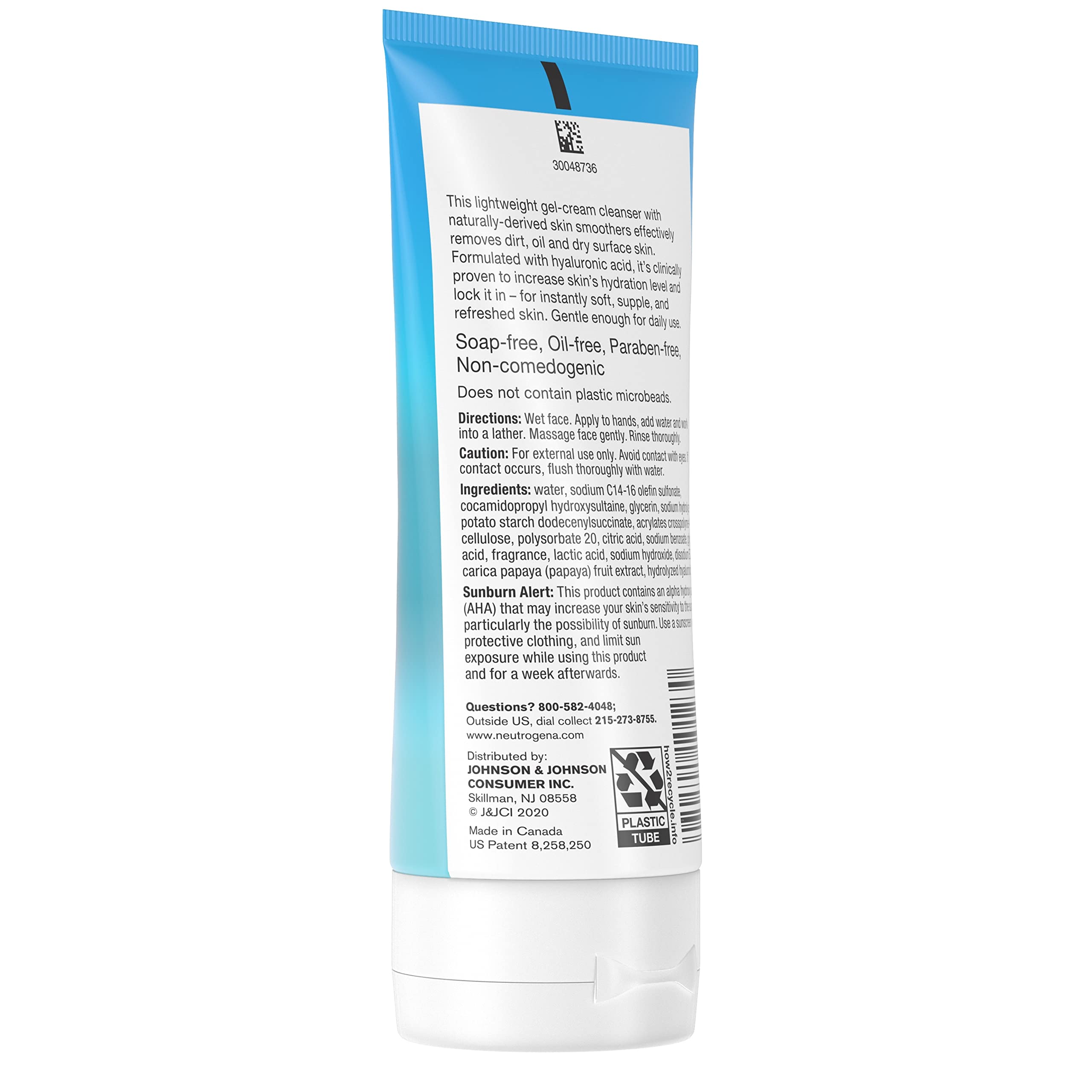 Neutrogena Hydro Boost Gentle Exfoliating Daily Facial Cleanser with Hyaluronic Acid, Clinically Proven to Increase Skin's Hydration Level, Non-Comedogenic Oil-, Soap- & Paraben-Free, 5 Oz, 3 Pack