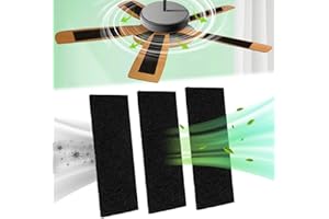 HolyMaji Ceiling Fan Filter - Easily Sticks on Ceiling Fan Blades Top with Activated Charcoal, Universal Invisible Ceiling Fan Blade Air Filters for Common Household Cleaner (3 Count)