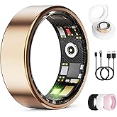 UniJethro Smart Ring for Women & Men, Health Tracker Ring with Heart Rate, Blood Oxygen,Blood Pressure, IP68 Waterproof Fitness Ring, Sleep Tracker for iPhone and Android, No APP Fee (Rose Gold, 7#)