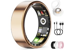 UniJethro Smart Ring for Women & Men, Health Tracker Ring with Heart Rate, Blood Oxygen,Blood Pressure, IP68 Waterproof Fitness Ring, Sleep Tracker for iPhone and Android, No APP Fee (Rose Gold, 9#)