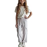 New Balance Active Girls Pants - Athletic Stretch Woven Wide Leg Joggers - Kids Dance School Cargo Pants (7-16)