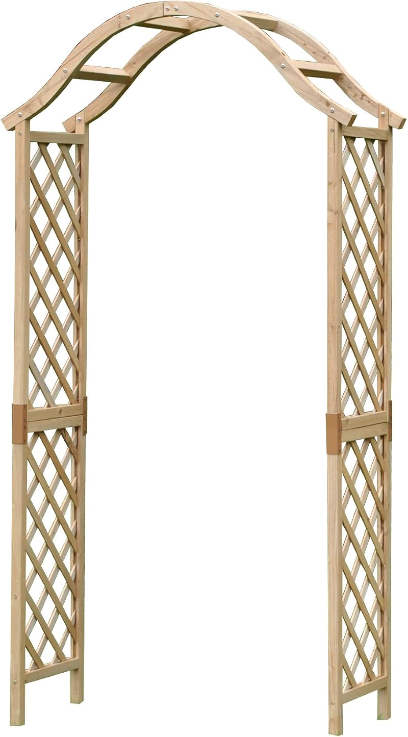 Selections Wooden Garden Arch with Curved Top Tan Arbour Focal Point