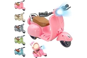 LUFZFEU Accessories for LABUBU, Scooter Toy for Labubu with Lights & Music Rotate 360°, Cute Motorcycles for Labubu, Decor Desktop Ornaments for Doll Collectors Battery Not Included (Pink)