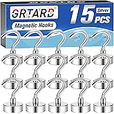 Grtard 15 Pack Magnetic Hooks Heavy Duty, 25LBS Strong Neodymium Magnet Hooks for Hanging, Strong Magnetic Hooks for Cruise, Magnet with Hooks for Fridge, Home, Kitchen, Industry, Workplace, Office