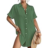 Bsubseach Women Swimsuit Coverup Shirt Dress Button Down Bathing Suit Cover Up Beach Vacation Outfits