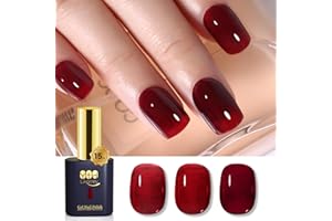 YTD Likomey Nude Gel Nail Polish,Berry Red 15ml Translucent Neutral Jelly Sheer Blood Red Spring Gift UV Nail Gel Varnish Dark Cherry Red,LS301