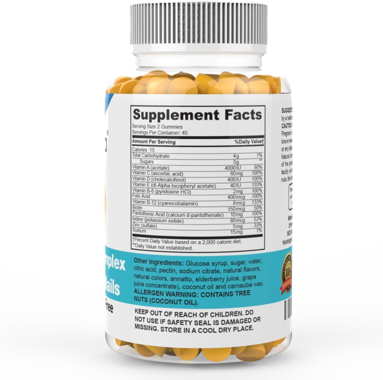 DrFormulas Hair Skin Nails Gummies Vitamins with Biotin by HairOmega | 5000 mcg Biotin Supplement for Hair Growth - Vegetarian Gummy (not Bears) for Men and Women, Made with Sugar not Corn Syrup: Health & Personal Care