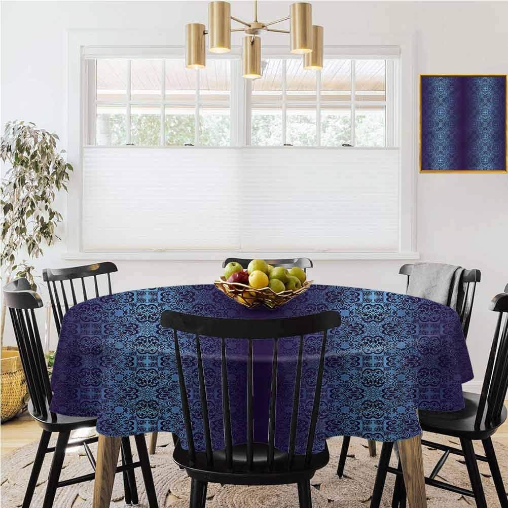 Round Tablecloth,Restaurant Tablecloth,Royal Blue,Baroque