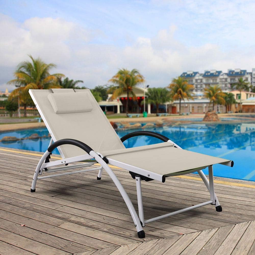 Ukeacn Patio Chaise Lounge Lawn Chair HighStrength