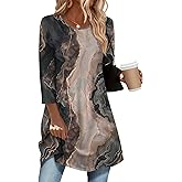 Zeagoo Women Tops 3/4 Sleeve Dressy Casual Plus Size Tunics to Wear with Leggings Swing Flare T-Shirt Loose Blouses