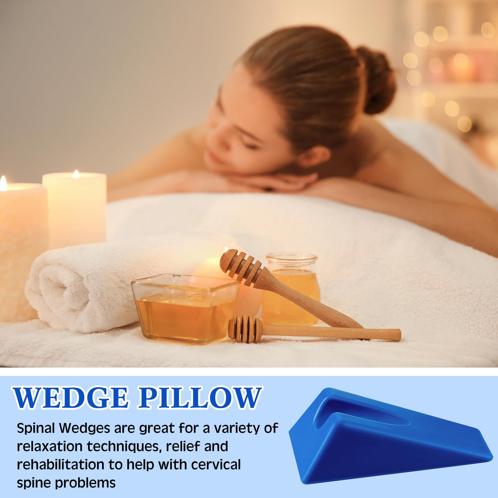 Suzile Mobilization Wedge 7.9 x 4.1 x 2 Inch Triangle Therapy Non Slip Silicone Wedge Pillow Sturdy Support for Relieve Spinal Pain Rehabilitation Tool(Blue)