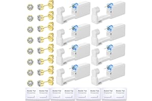 Nunpag 24 Pcs Ear Piercing Kit Ear Disposable Piercing Gun Kit Includes 8 Pcs Self Piercing Gun 8 Pcs Cubic Zirconia Earrings Stud Easy-to-Use at Home Ear Piercer Kit Tool, Gold