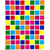 Square Color Coding Labels 1/2 inch by 1/2 inch-Assorted Colors Stickers 8 Colors- Blue, Dark Blue, Red, Purple, Green, Orange, Pink and Yellow- Multi Pack-Classic Colors semi Gloss 1200 Pack